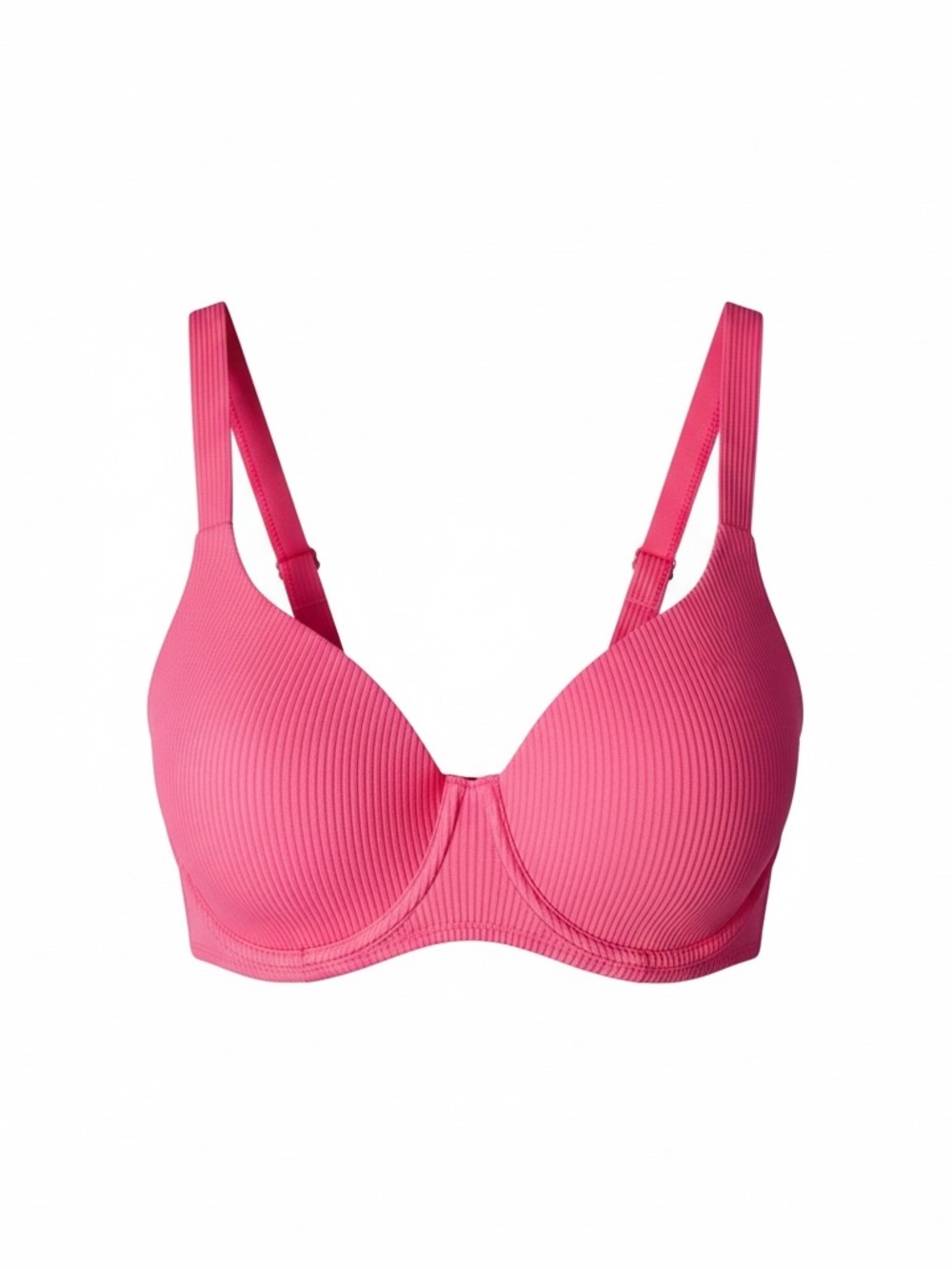 Aqua Eve Bikini Top Womens XL Hot Pink NWT Ribbed Underwire Adjustable Straps
